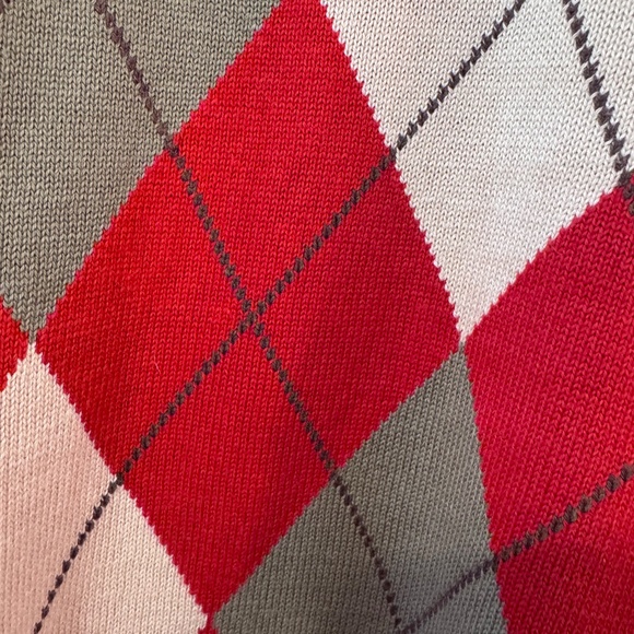 IZOD Men’s XL Cotton V-Neck Argyle Sweater Fall Thanksgiving - Picture 3 of 3